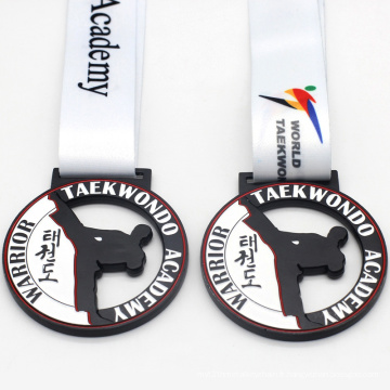 Médailles personnalisées de taekwondo de sport de prix d&#39;usine avec le ruban